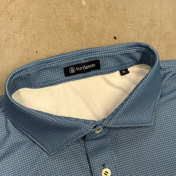 Turtleson Golf Shirt Scranton Country Club Polka Dot Polo Stretch Blue XL - Picture 6 of 8